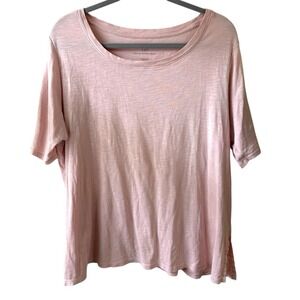 J.Jill Pima‎ Cotton Scoop Neck Elbow Sleeve Tee XL Blush Pink Soft Classic